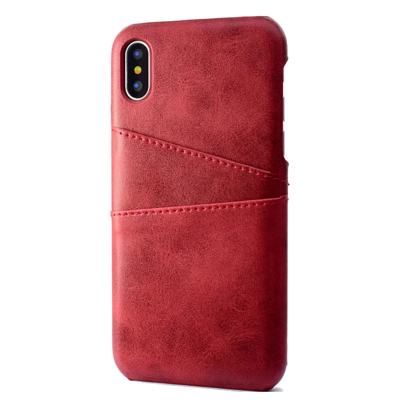 Для iphone x xs max 8 7 6 6s Plus чехол кожаный чехол с 2 слотами для карт кошелек чехол s - Цвет: Red