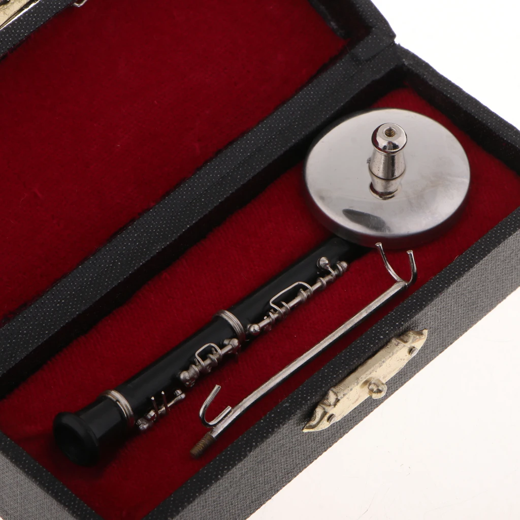

Tooyful Wooden Miniature Oboe with Case Stand Simulation Musical Instrument Home Decoration Studio Ornament