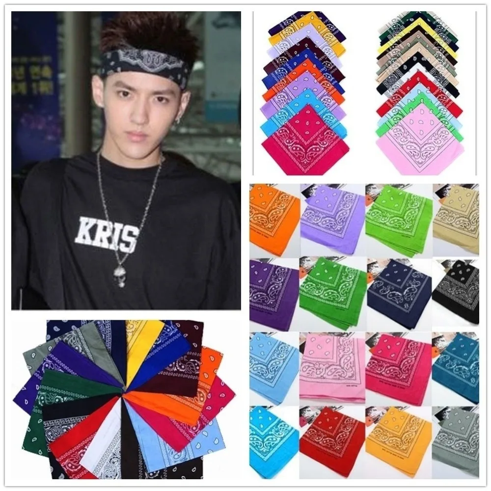 

Head Wrap Cotton Dacron Paisley Bandanas Double Sided Scarf