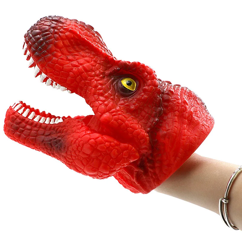 

Animal head hand puppet new soft vinyl PVC dinosaur handcuffs figure toy gloves children toy model gift