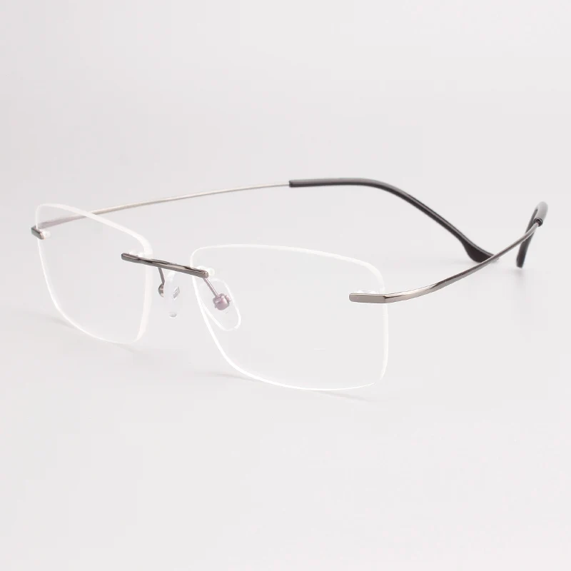 Men's Pure Titanium Hingeless Rimless Eyeglasses Including RX Lenses Prescription Flex Eyewear Frame Spectacles