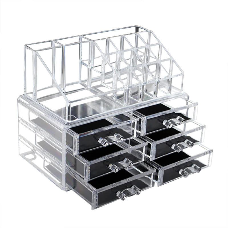 

Acrylic Transparent Drawers Makeup Organizer Lipstick Holder Dust-Proof Cosmetic Storage Box 3/4/6 Drawer Desk Organizer Storage