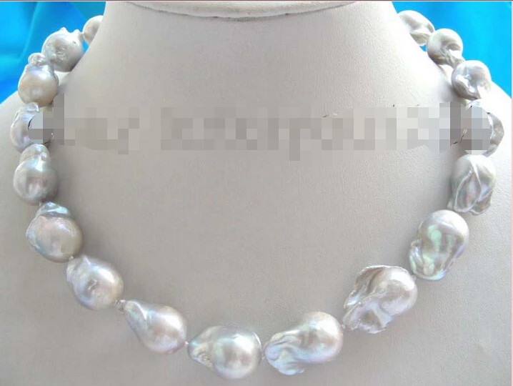 

FREE SHIPPING genuine Natural 20mm Gray Reborn Keshi Pearl Necklace 14KGP!