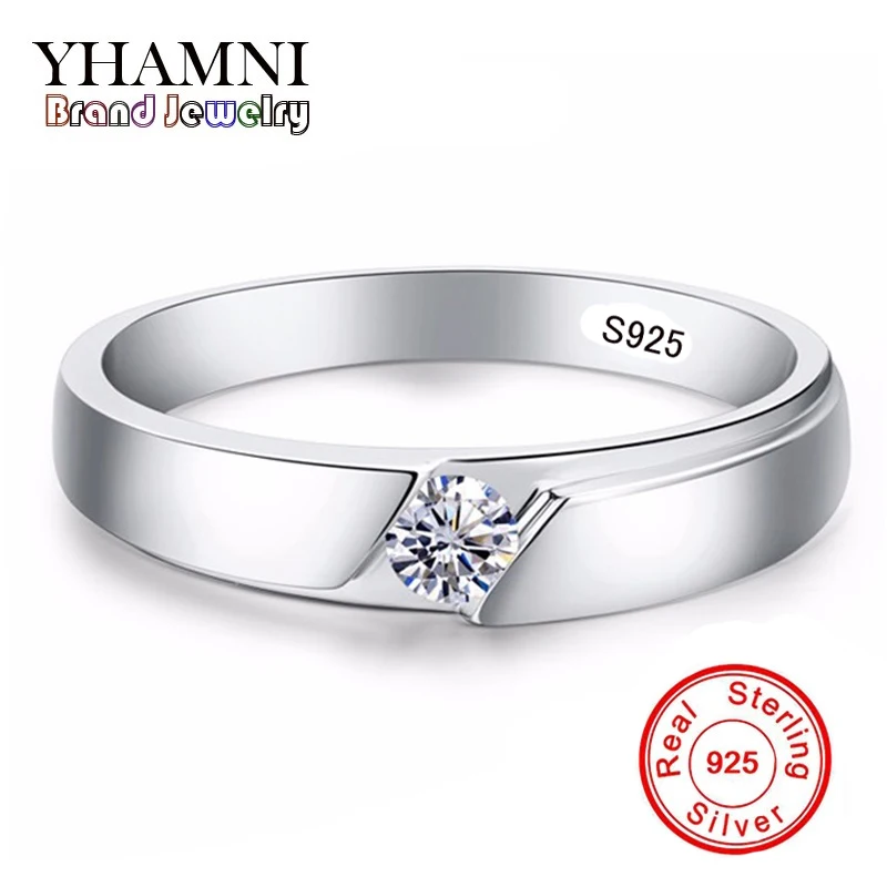 Have Silver Certificate YHAMNI Solid 925 Sterling Silver Rings for Man Original Jewelry SONA CZ Stone Engagement Wedding Rings