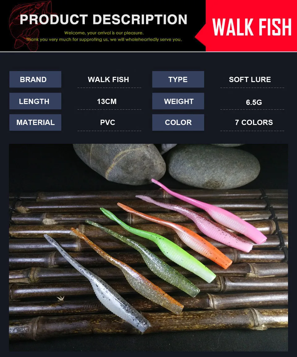 WALK FISH, 8 шт./лот, приманка для рыбалки, Мягкая приманка, профессиональное качество, 13 см/6,5 г, искусственная приманка, Iscas PescaTackle