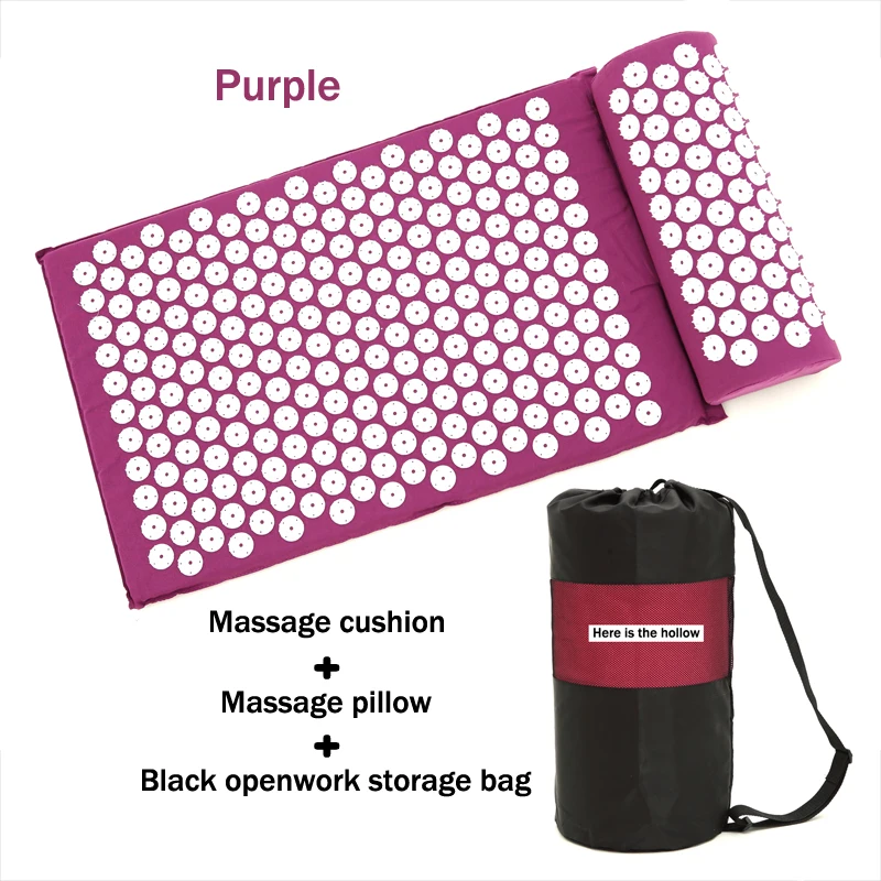 Back Neck Foot Massage Yoga Mat & Pillow Massager Cushion Shakti Relieve Acupressure Mat Body Pain Acupuncture Spike Massage Mat