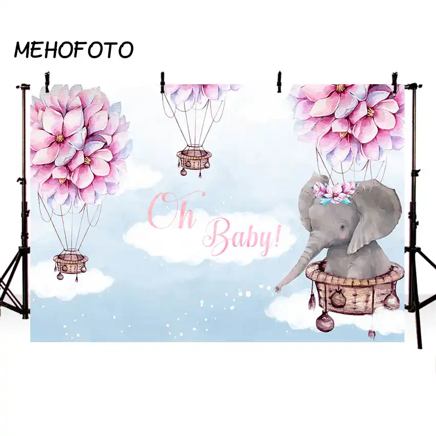Mehofoto Elefante Telon De Fondo Flores Nina Baby Shower