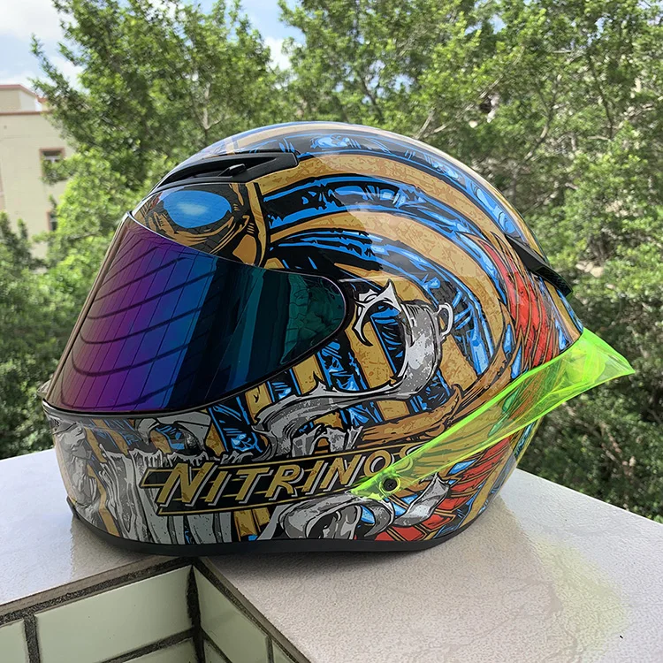 

NITRINOS Nuevo casco de moto con cubierta completa para hombres y mujeres, casco eléctrico de carreras de coches, casco de moto