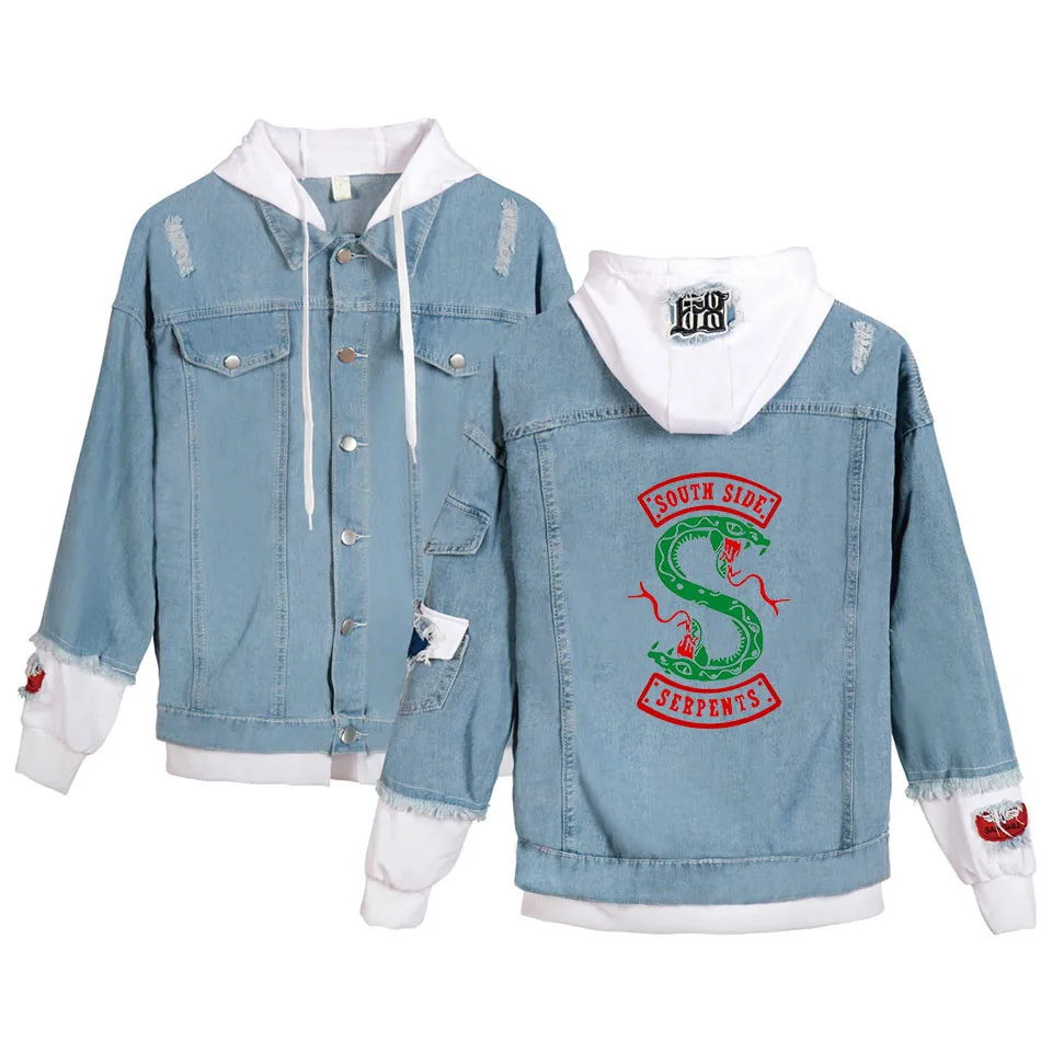 

New Arrival Riverdale Southside Cosplay Costume Serpents Female Punk HOODED SWEAT Jacket Denim Jacket Trendy Coats