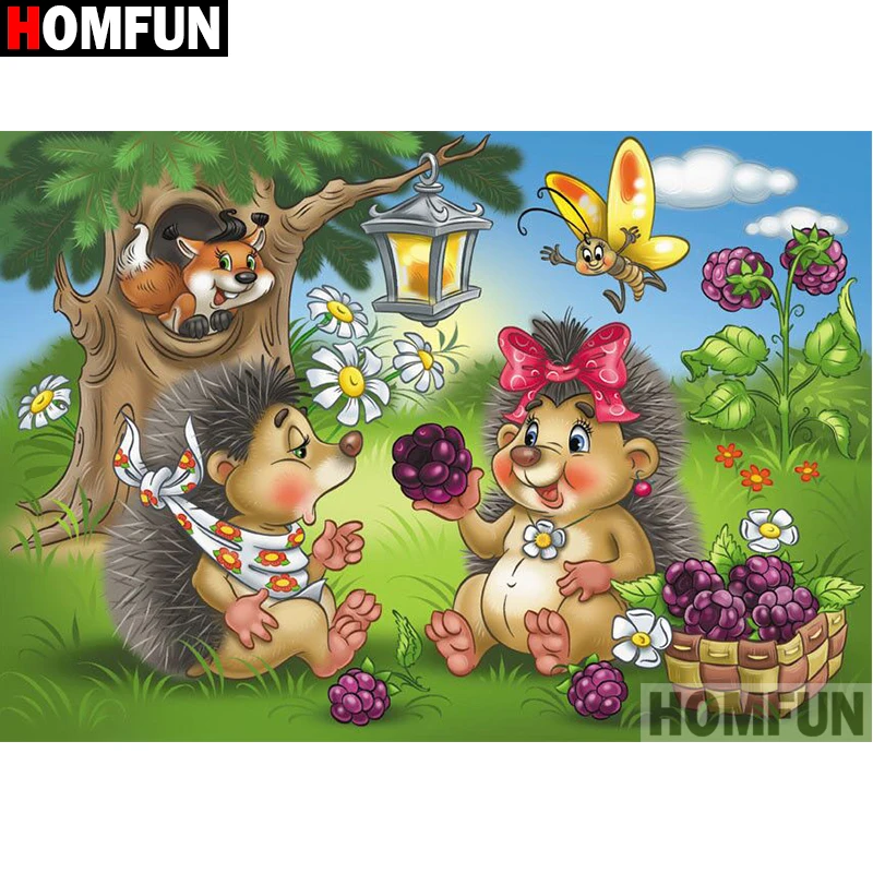 HOMFUN Full Square/Round Drill 5D DIY Diamond Painting &quotCartoon hedgehog&quot Embroidery Cross Stitch Home Decor A07769 | Дом и сад