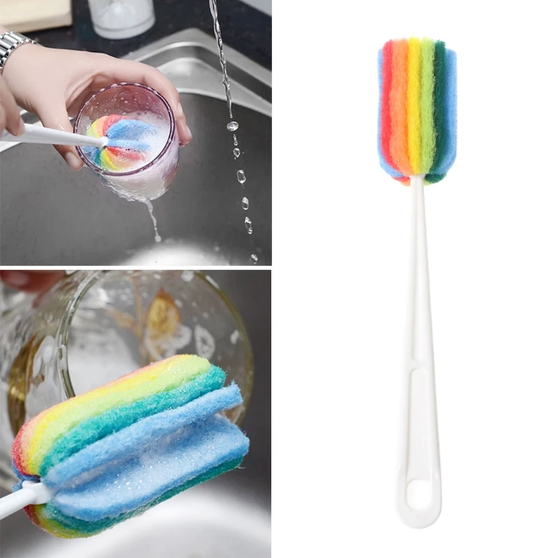 Bottle Scouring Pad Cleaning Brush Wash Scrubber Long Handled For Glass