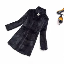 Classical fur Overcoat Shinny Diamonds Decorate on front Natural Real Full Pelt Rabbit Fur Coat  Customize Plus size KSR265
