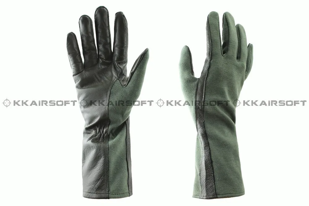 military tactical gloves sports cycling leather tactical glove Nomex style tactical pilot gloves (OD Green BK) (2)