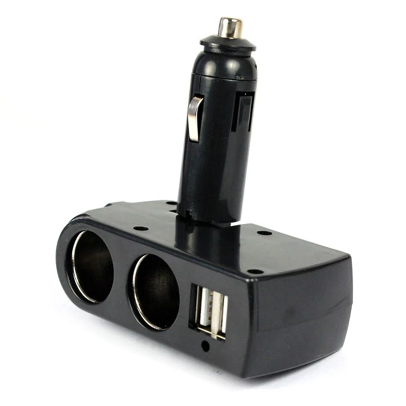 

2016 Hottest car charger diagnostic-tool 2 USB Charger Supply + Double Sockets Car Cigarette Lighter Extender Splitter@11122