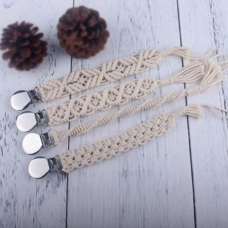 Macrame Baby Pacifier Clip Newborn Infant Toddler Nursing Teething Clip Holder Metal Clips Cotton Thread 4 Style Macrame Baby Pacifier Clip Newborn Infant Toddler Nursing Teething Clip Holder Metal Clips Cotton Thread 4 Style