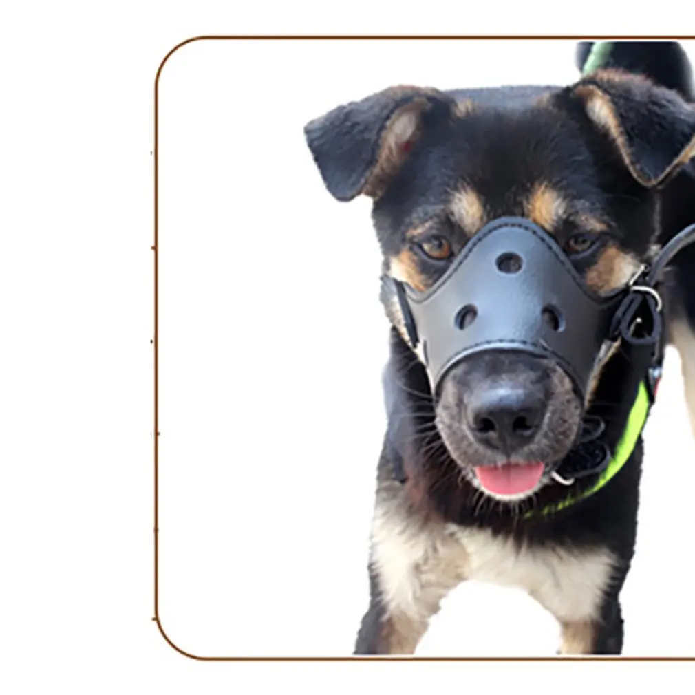 Кожаная намордник для больших собак и домашних животных, противолазающая Жевательная маска, безопасная и удобная переносная модная