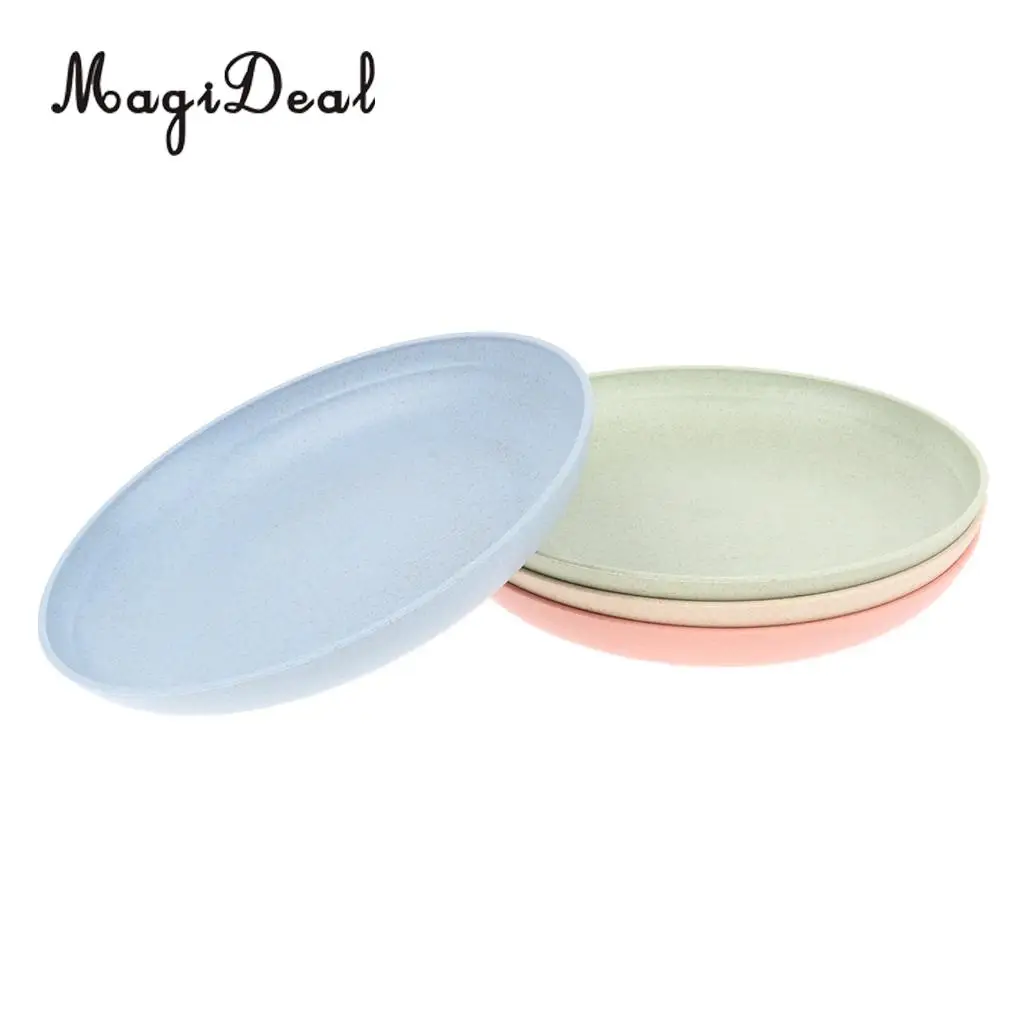 MagiDeal 4 Pieces Outdoor Tableware Dinner Plates Dishes Food Snacks Container Tray Home Kitchen Dinnerware Set