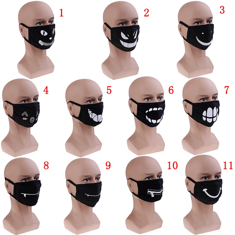 11 стилей черный аниме мультфильм Kpop Счастливый медведь для женщин и мужчин муфельные маски со ртом для лица Kawaii хлопок Пылезащитная маска для лица