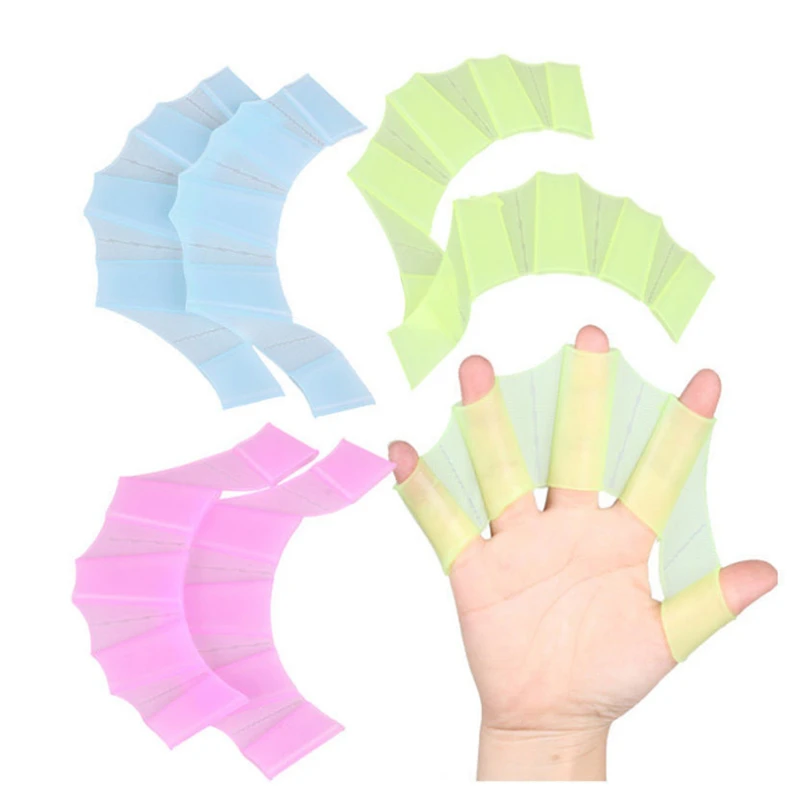 

Frog Finger Webbed Silicone Hand Finger Swimming Fins handcuffs Flippers Swim Palm Paddle Improve Slip Swim Glove Equipment