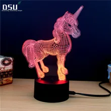 NEW Animal Kawaii Unicorn 3D LED Lamp Night Light Multicolor RGB Bulb Christmas Decorative Gift Cartoon Toys