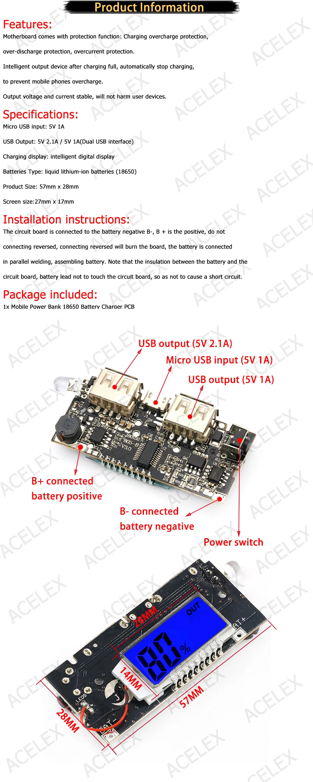 Два порта USB 5V 1A 2.1A мобильный Мощность банка 18650 Батарея Зарядное устройство PCB Мощность модуль аксессуары для телефона DIY светодиодный ЖК-дисплей зарядная Модульная плата