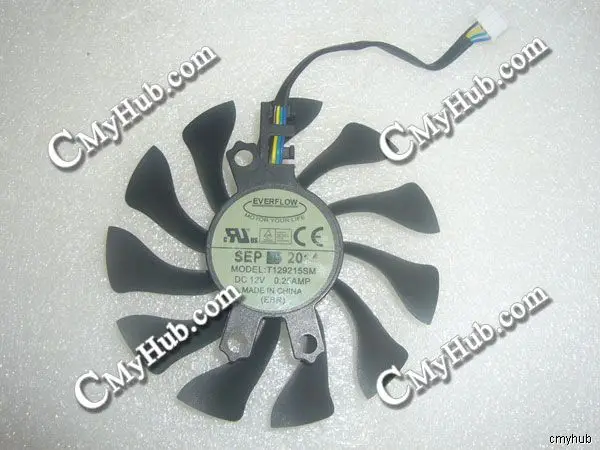 For Zotac GTX980Ti OC EVERFLOW T129215SM DC12V 0.25A 4Pin 4Wire Graphics Card Cooling Fan | Компьютеры и офис