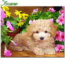 Yogotop pet фото на заказ Алмазная картина Пудель 5d diy горный хрусталь мозаика, Полный Круглый Алмаз Вышивка наклейки на стену YY585