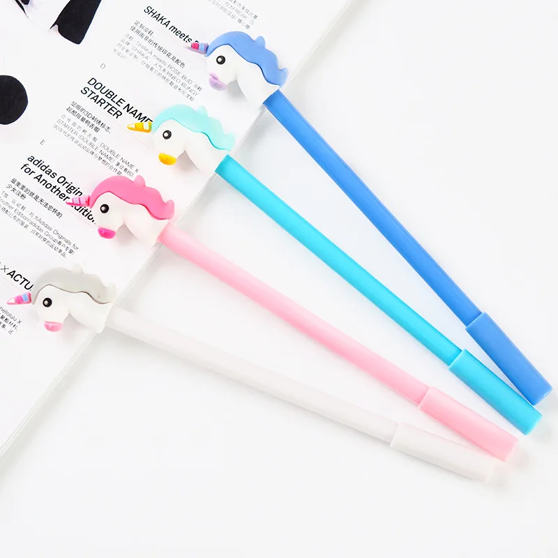 

4 pcs unicorn beautiful gel pen 0.5mm roller ball black ink pen Stationery Office School supplies caneta escolar EB152