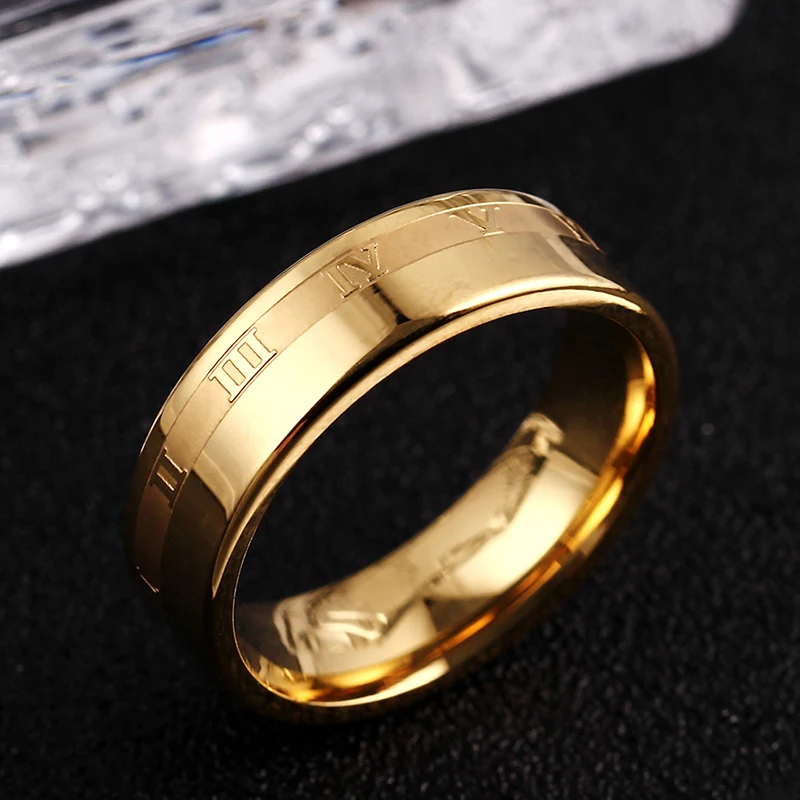 6 мм кольцо из нержавеющей стали с римскими цифрами и цирконием обручальные кольца с кристаллами для мужчин и женщин