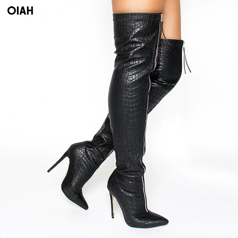 

Sexy Thin High Heels Women Boots Over The Knee Boot Pointed Toe Female Shoes Winter Footwear Zipper PU Women Shoes Size 36-41