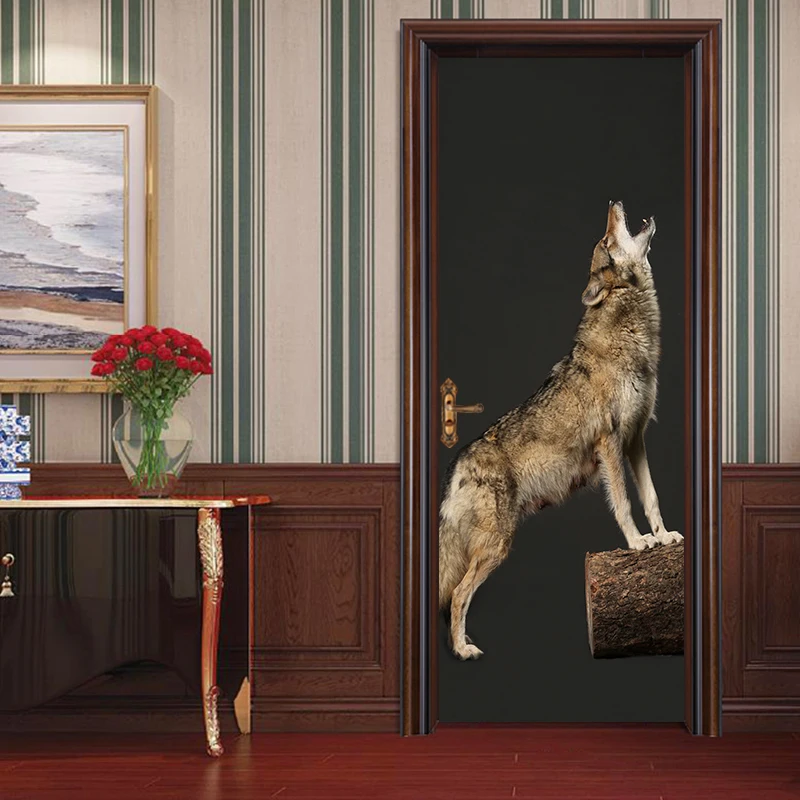 2 шт./компл. новейшие животные волк дверь стикер s коридорные обои плакат стикер на стену офис спальня гостиная украшение дома