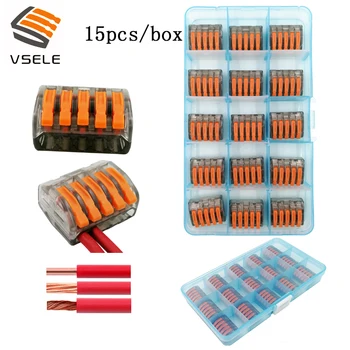 

15pcs/box VSE-415C wire connectors for fine-stranded and solid wires 5p plug type spring clamping mini 222-415 terminal block