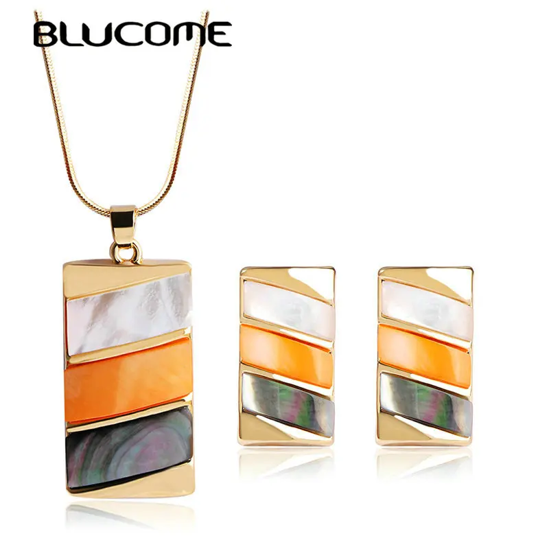 Женский Ювелирный Комплект Blucome черный комплект из колье и серёг в форме ракушки