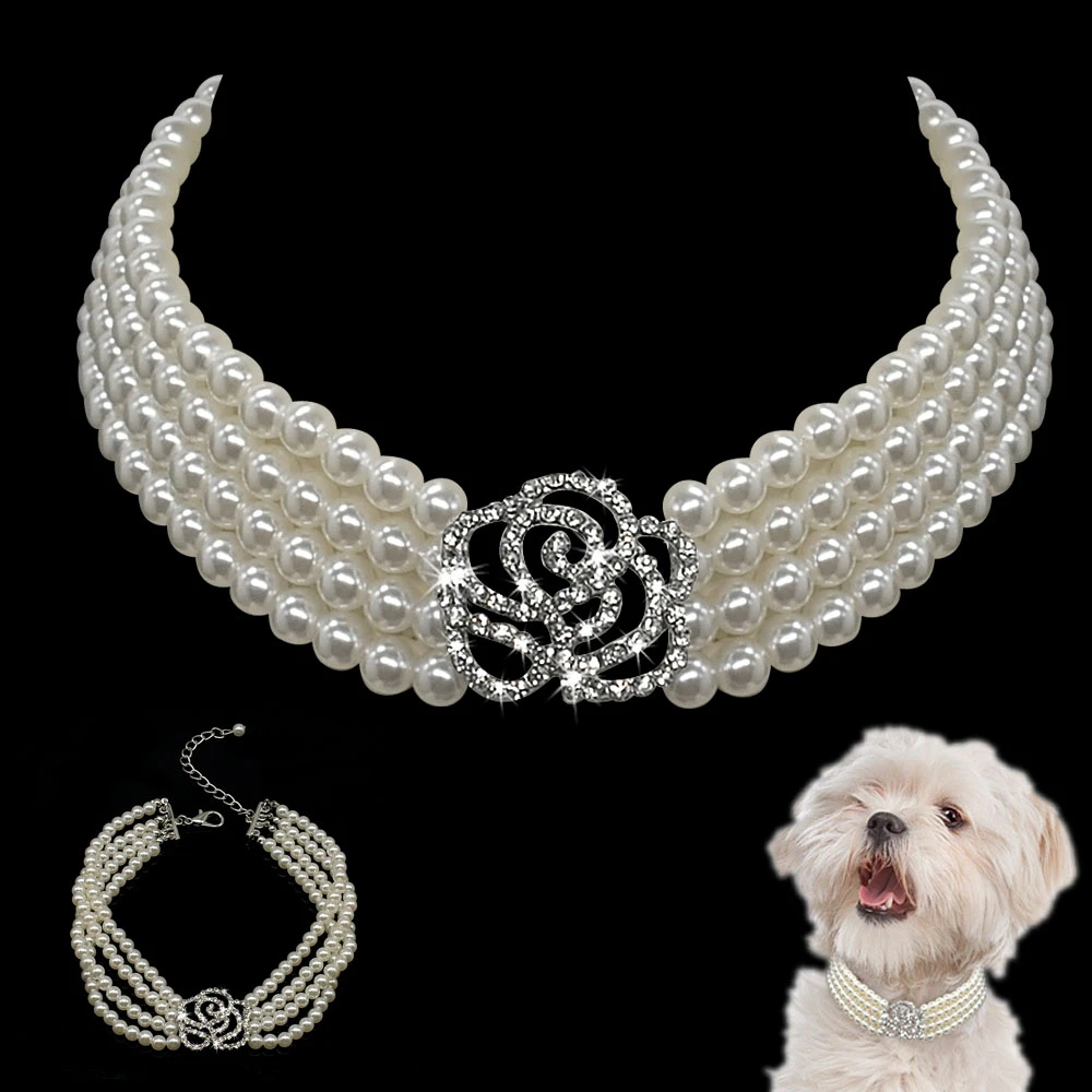Collar de perlas para perro, Collar de gato para cachorro con joyas de moda, con de imitación ostentosos, suministros accesorios para mascotas|dog pearl|puppy accessoriesdog bling necklace - AliExpress