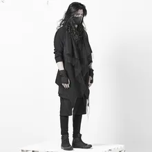 Темно-черный кардиган пальто Корейская версия самосовершенствование талии персонализированные готические мужские волосы стилист одежда мужчины Тренч пальто