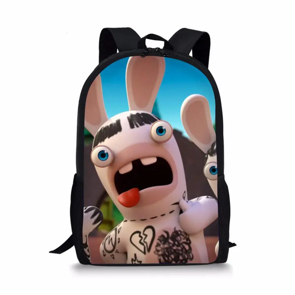 

Cartoon Raving Rabbids School Backpack for Student Boy Girls Anime Bookbag Baby Kids 16 inch Orthopedic Backpack 2019