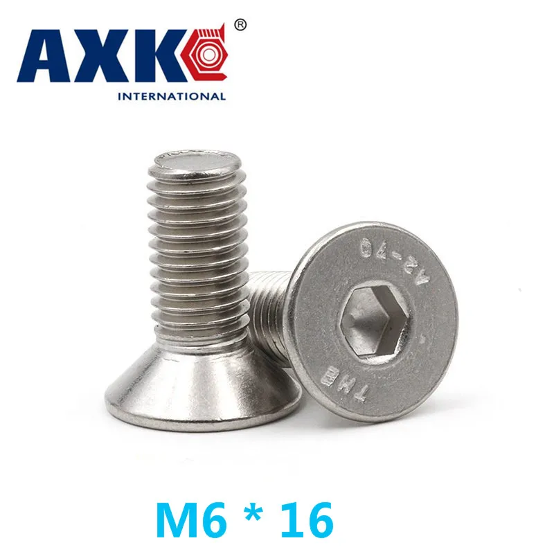 Крепежный круглый болт Axk 15 шт. M6 * 16 аутентичный 304 нержавеющая сталь с потайной