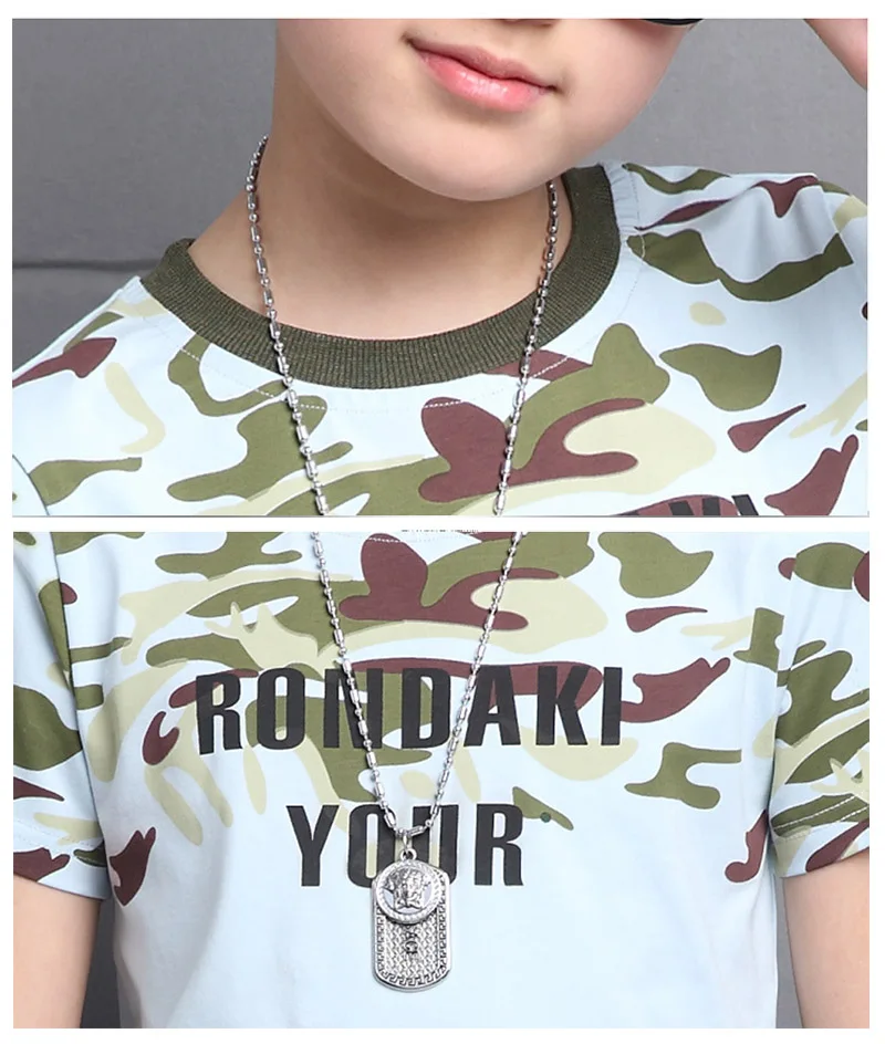 2019 summer boys teenage sport sets kids short sleeves T-Shirt + camouflage shorts suits boys clothes sets 3-10T (3)