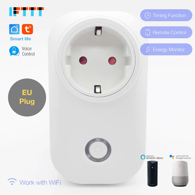 

Smart Plug Wifi Smart Socket 16A Power Monitor EU France US AU UK IT Israel Plug Outlet Works With Google Home Mini Alexa IFTTT