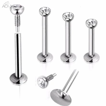 Нержавеющая сталь Калибр Серебряная губная серьга для губ кольцо кристалл хряща для трагус пирсинга ювелирные изделия для тела Plagia 6 мм 8 мм 10 мм