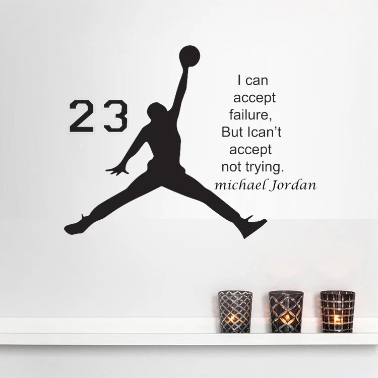 NBA Bulls Michael Jordan Wall Sticker Quote Vinyl DIY decal Basketball