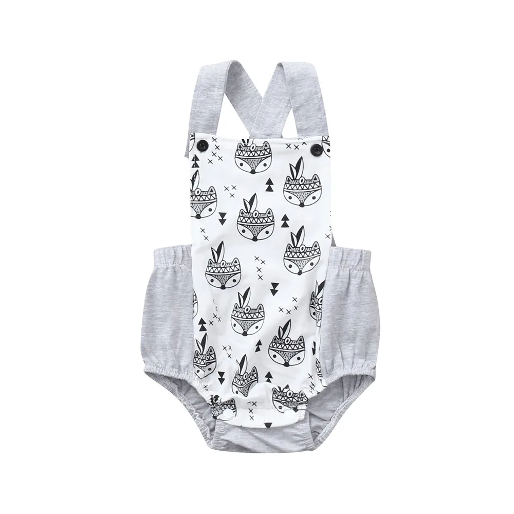 Летний комбинезон для новорожденных с рисунком лисы; комбинезон с открытой спиной; брендовая одежда для девочек на День рождения; Детский комбинезон