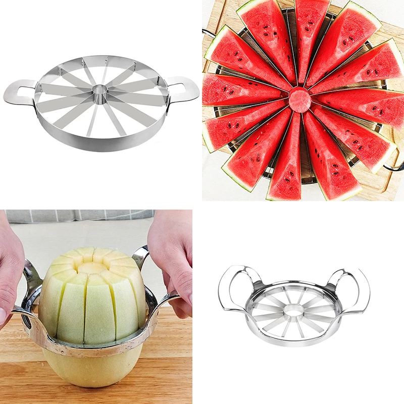 

Round Metal Watermelon Slicer Cutter Muti-function Stainless Steel Fruit Cutter Tongs Melon Fruit Tools Kitchen Gadgets
