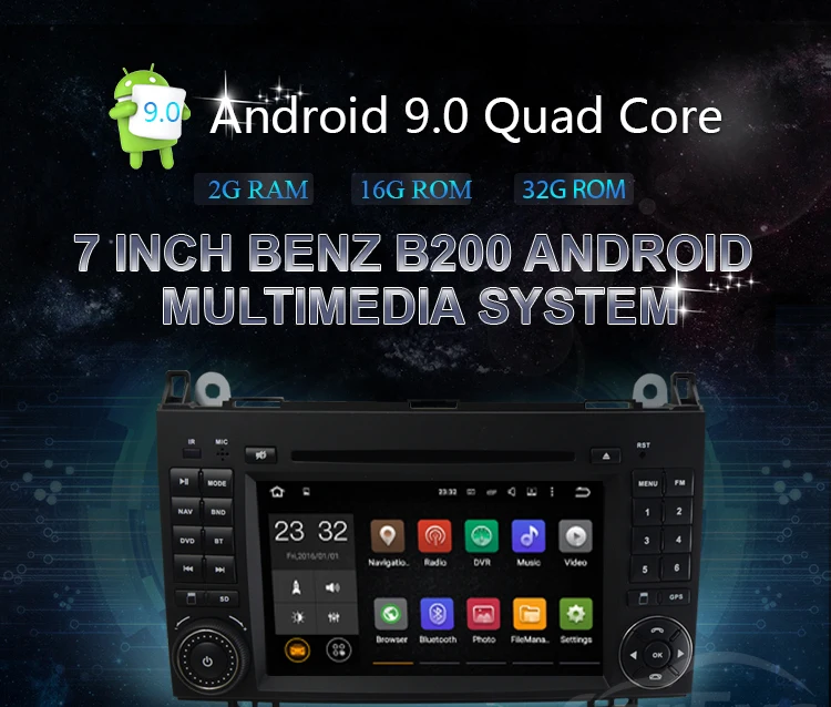 Best Android9.0 7 Inch Car DVD Player Stereo System For Mercedes/Benz/Sprinter/W169/B200/B-classA160 BT WIFI Radio GPS BT USB 1