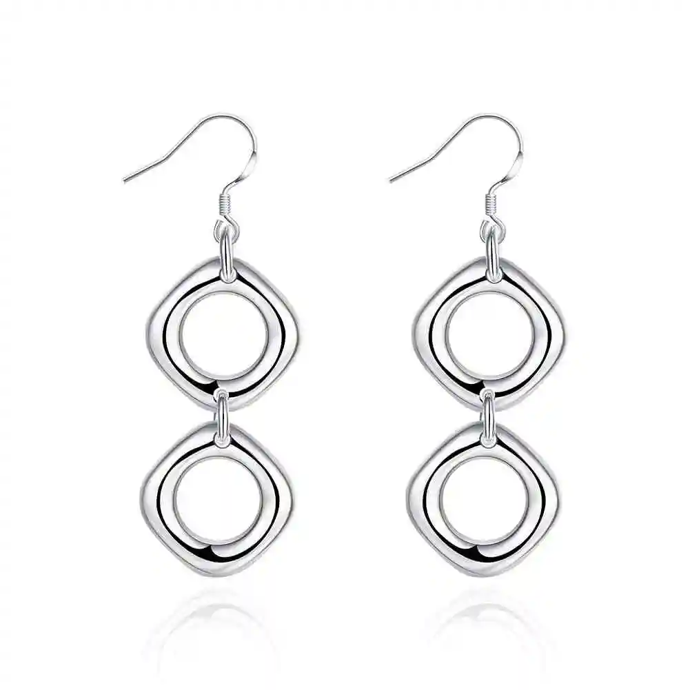 KITEAL New Love silver color female two circle earring Double hollow Square drop geometry brincos de festa | Украшения и