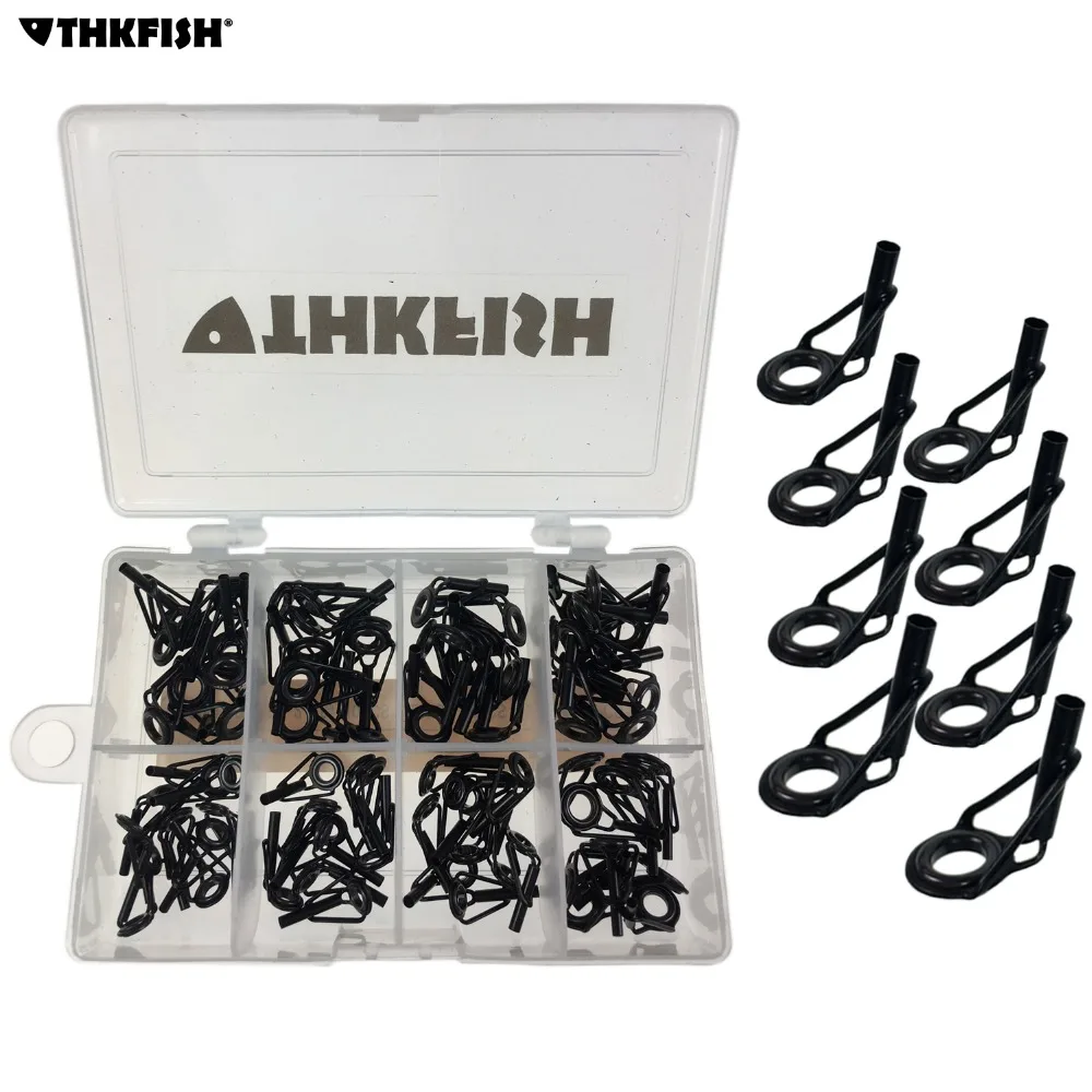 THKFISH 80Pcs 1.8mm 2.6mm Fishing Rod Eyes Guides Top Ring Set Black