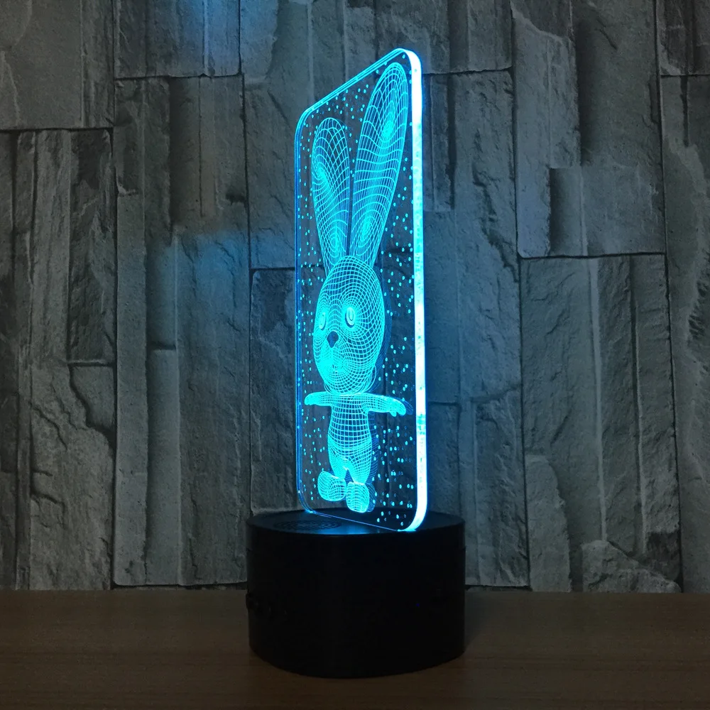Кролик 3D иллюзия LED животных настольная лампа ночник 7 цветов изменить Гостиная Bedlamp Настольный светильник 3D LED bulbing лампа