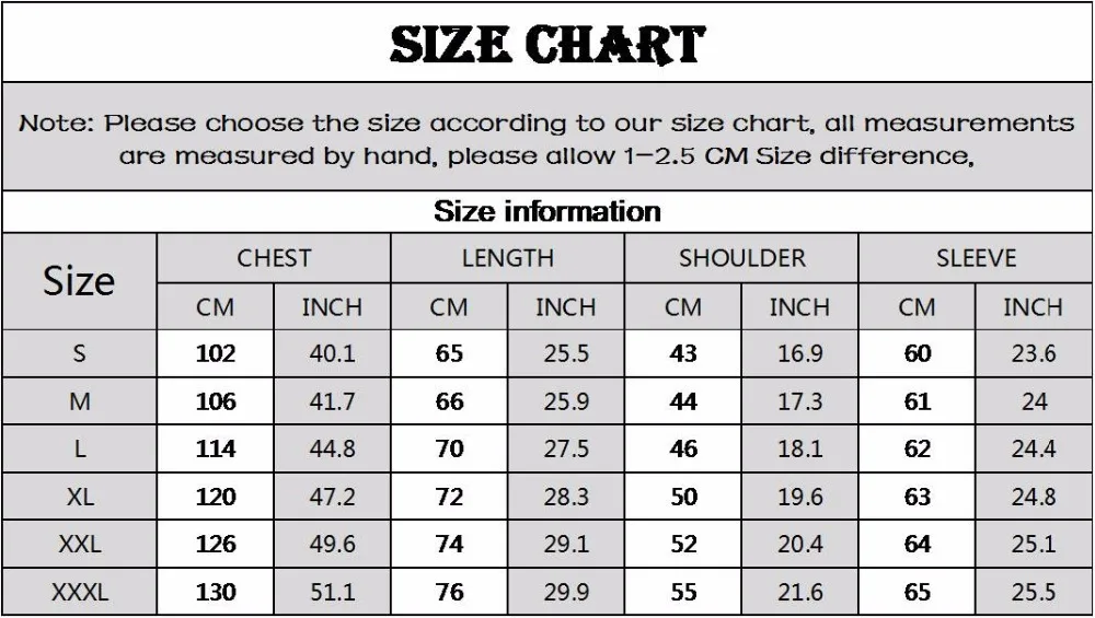 SIZE CHART
