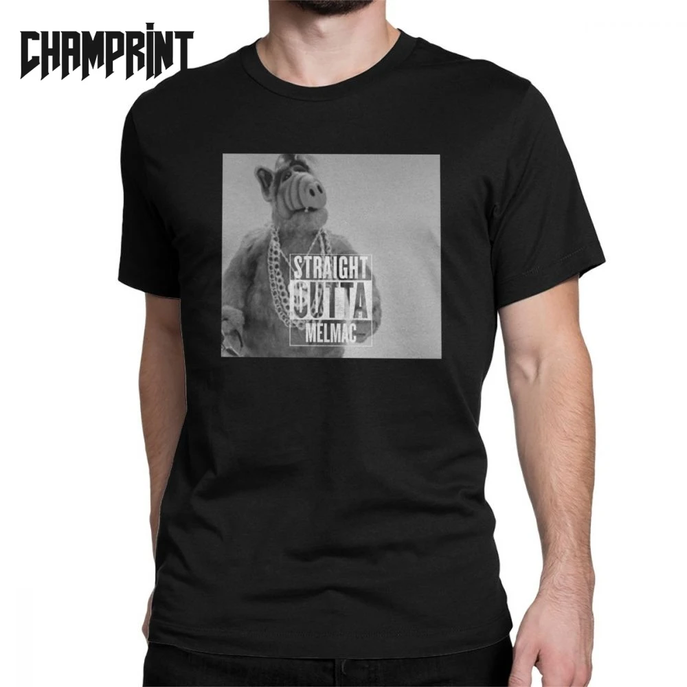 

Straight Outta Melmac T Shirt Men's Cotton Casual T-Shirt Tv Comedy Gordon Shumway Sitcom Cat Series Alien Tees Short Sleeve