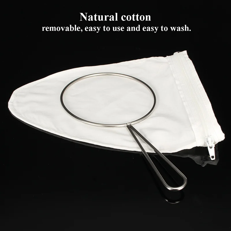 Reusable Coffee Filter Cloth With Stainless Steel Handle White Natural Cotton Tea Milk Coffee Make Filter Home durable quality dual layer solid stainless steel coffee filter dripper refillable holder handle